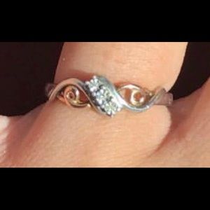 Rose gold and silver ring size 7